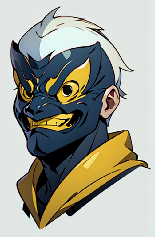 Concept ART Versions , human ,Cool yellow mask, white Teeth ,Smile  ,Villain mask