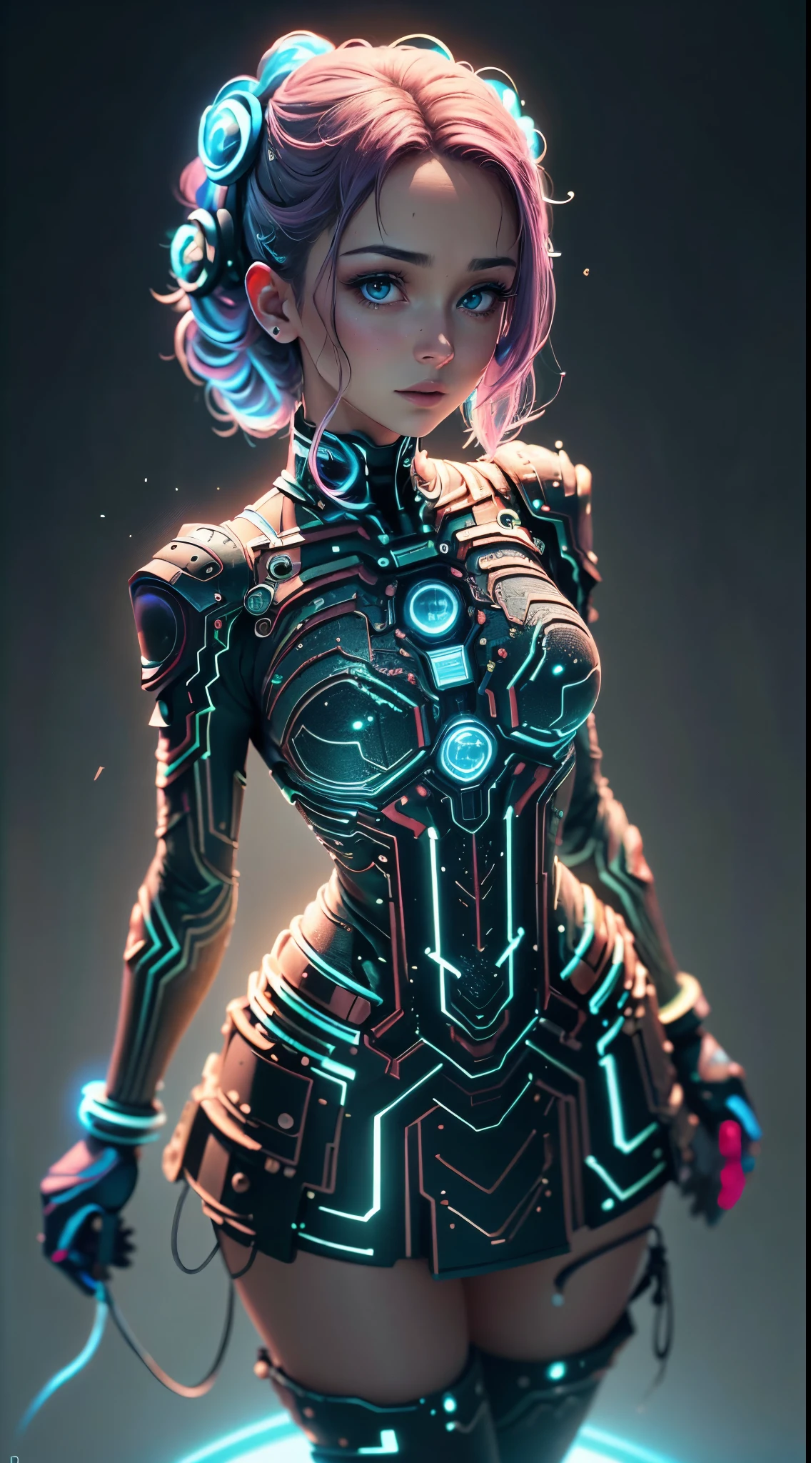 ((mejor calidad)), ((obra maestra)), (detallado: 1.4), ..3D, una imagen de una hermosa mujer ciberpunk con cabello grueso y voluminoso, light particules, Pure energy, caos, antitech, HDR (High Dymanic Range), Trazado de rayos ,laboratorio:1.4, NVIDIA RTX, Super-Resolution, Irreal 5, Subsurface dispersion, PBR texturizado, posprocesamiento, Anisotropic filtering, profundidad de campo, Maximum clarity and sharpness, Texturas multicapa, Albedo y mapas especulares, sombreado de superficie, Accurate simulation of light-material interaction,proporciones perfectas,octane representation,two tone lighting,apertura amplia,ISO bajo,balance de blancos,(fondo azul+rosado:1.4),manos detailed:1.4, Regla de los tercios,RAW 8K, motor irreal:1.4,UHD,La mejor calidad:1.4, fotorrealista:1.4, textura de la piel:1.4, obra maestra:1.8,