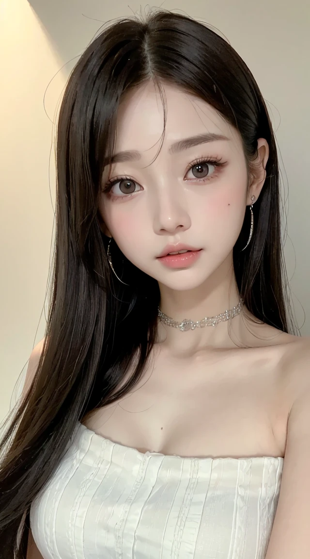 mix 4, (8K, Raw photo, best image quality, masterpiece: 1.45), (genuine, photogenuineistic、photogenuineistic:1.37、1080.1), 一人のgirl、cute、darkness、Wet、professional lighting、photon mapping、Physically based rendering、gradient black hair、long curly hair、good looking、girl、 highest quality photos, High resolution, 47p, (cute face), (Detailed facial description)、(Detailed Hand Explanation), (masterpiece), (Detailed CG), extreme light and shadow, masterpiece, Rich details, (detailed facial features), (best image qualityの紴), (masterpiece), (fine eyes), look at the camera, thin clavicle, (condescending expression)、, super detailed face, lip details, fine eyes, double eyelid ,5  old 、korean littl:1.8、no makeup、full body image、ponytail、real human being