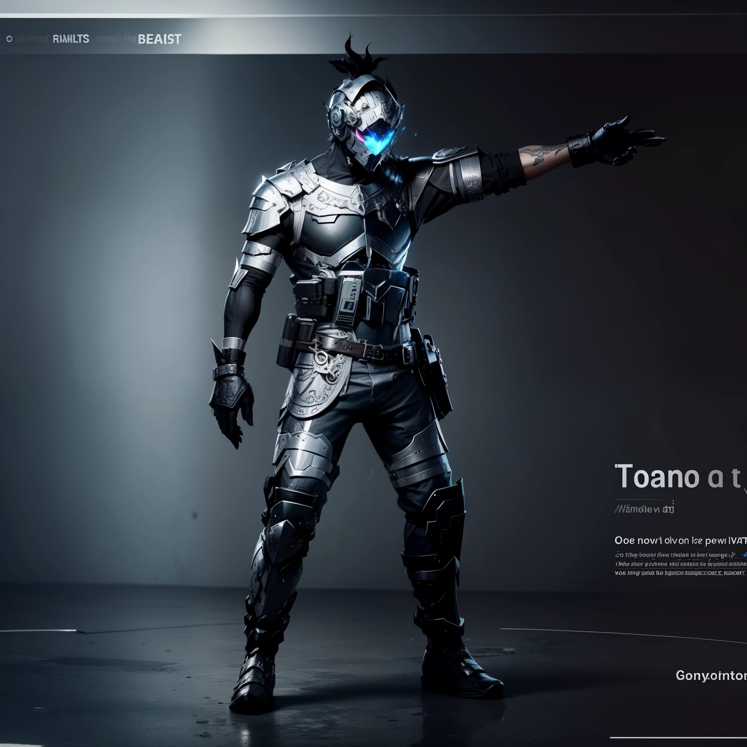 create a character metal Silver black stone do not change the details do not change the head do not change the face do not change the movement insert the character as is without changing the background do not change the colors