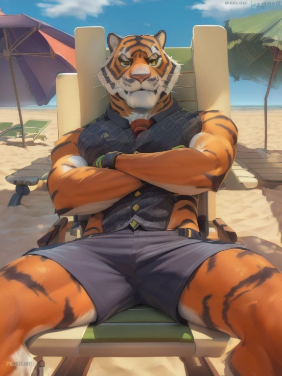 ((( ocar at a beach in a beach lounge chair with an umbrella with the camera angle facing towards him as he is relaxing and his beach chair wearing just green shorts shirtless)) ), (by Homogenousrule, by Wildering, by Foxovh, by Catcouch), 4k,(by totesfleisch8 and fur,
(( posing for image at the beach )),Sharp gaze, hentai , anthro, shortstack, standing, looking at viewer,muscular,bench in background, extremely detailed, 3d render, high quality digital art, huge thighs , detailed eyes, ,henati, good anatomy, good perspective at beach , front towards viewer,face up, by bebebebebe, by sicklyhypnos, by gerkk, by orf, ( by cutesexyrobutts, by darkgem, by zackary911, , ( by singafurian, by daftpatriot, sassy, cute, detailed face, handsome , seductive face, face, detailed mouth, fur, hentai style, leo alvarez, bara, (posing:1.3), (soft shading), 4k, hi res, detailed hands, ((detailed face, (detailed eyes:1.0), detailed)), by zackarry911, by zaush, (by personalami:0.5), looking at viewer, image, navel, nipples, full body, one person focus, thick thighs, Hentai, day, sexy, sensual, detailed, uploaded to e621, beautiful and detailed male image of an anthropomorphic tiger ,(highres,:1.2), Smiling happy extremely detailed, photorealistic, 3d render , high quality digital art,Hentai artstyle, zoomed out so you can see his entire body, fur, lounging in a beach chair with a purple umbrella and he is very relaxed with the camera angle facing towards him at a beach, ((wearing green shorts)) , huge, ((Oscar)) Zoomed out a lot so you can see his entire body and his feet the entire chair and the umbrella really zoomed out