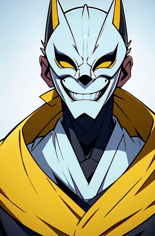 Concept ART Versions , human ,Cool yellow mask, white Teeth ,Smile  ,Villain mask