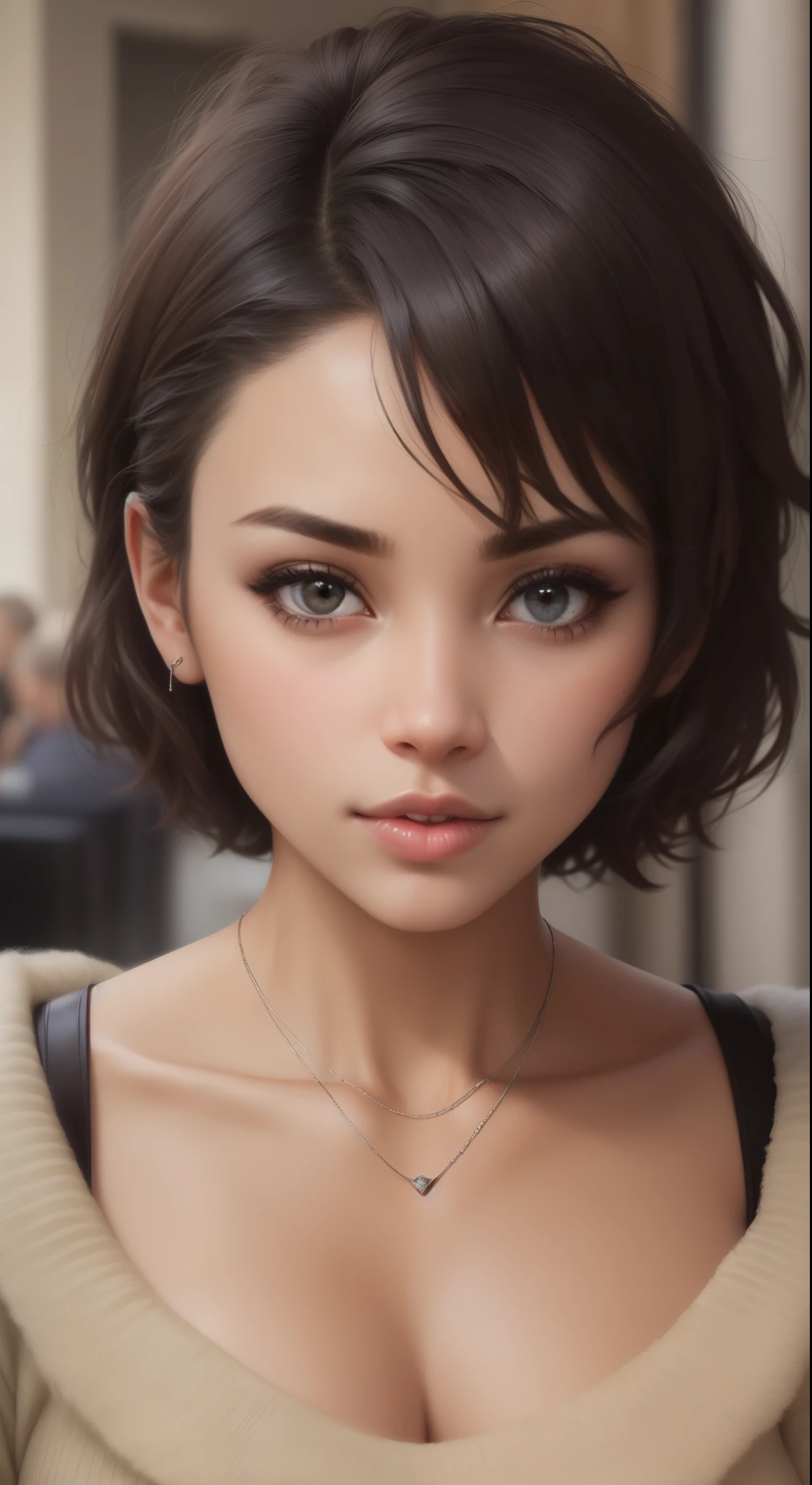 shy and embrassed young woman, peeking,  ilya kuvshinov, symmetrical face, artgerm, dim volumetric lighting, greg rutkowski, hyperdetailed, 8 k realistic, symmetrical, frostbite 3 engine, cryengine, dof, trending on artstation, digital art, chanel