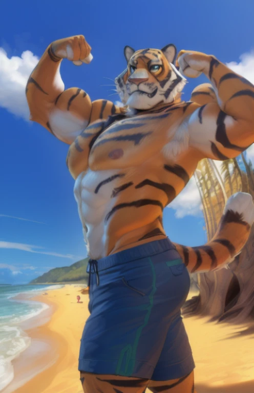  ((( ocar at a beach flexing his muscles wearing just green shorts shirtless)) ), (by Homogenousrule, by Wildering, by Foxovh, by Catcouch), 4k,(by totesfleisch8 and  fur, 
(( posing for image at the beach )),Sharp gaze, hentai , anthro, shortstack, standing, looking  at viewer,muscular,waves in background, extremely detailed, 3d render, high quality  digital art, huge thighs , detailed eyes, ,henati, good anatomy, good perspective at beach , front towards viewer,face up, by bebebebebe, by sicklyhypnos, by gerkk, by orf, (  by cutesexyrobutts, by darkgem, by zackary911, , (  by singafurian, by daftpatriot, sassy, cute, detailed face, handsome , seductive face,  face, detailed mouth,  fur, hentai style, leo alvarez, bara, (posing:1.3), (soft shading), 4k, hi res, detailed hands, ((detailed face, (detailed eyes:1.0), detailed)), by zackarry911, by zaush, (by personalami:0.5), looking at viewer,  image, navel, nipples, full body, one person focus, thick thighs,  Hentai, day, sexy, sensual, detailed, uploaded to e621, beautiful and detailed male image of an anthropomorphic tiger ,(highres,:1.2), Smiling happy extremely detailed, photorealistic, 3d render , high quality  digital art,Hentai artstyle, a close up of a person with a very large body and a very big body,  fur, standing up flexing his muscles at a beach wearing green shorts, huge, ((Oscar)) 