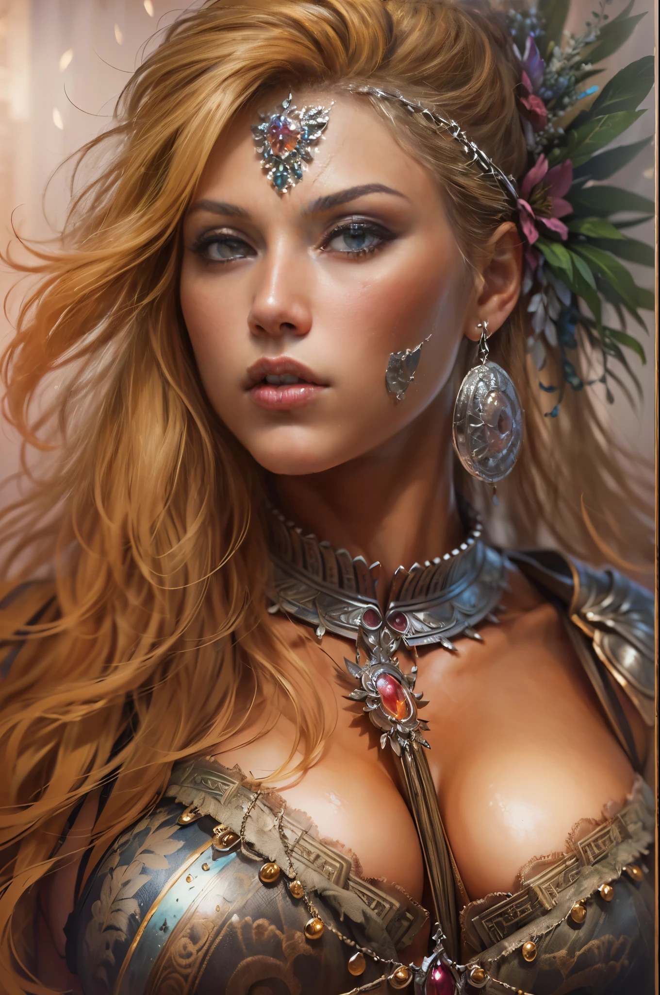 (Masterpiece, ultra detailed: 2), (best quality: 2), (beautiful woman: 2), (beautiful face: 2), viking warrior woman, muscles, very big breass, sexy