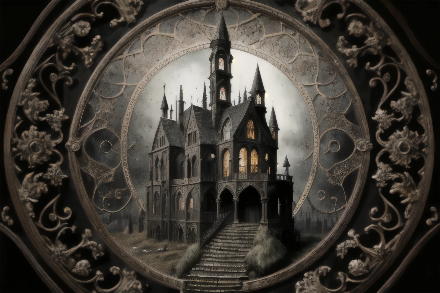 high resolution Ultra HD, Horro style mixed with gothic art. Um mapa do Universo. A scene of melancholy and loneliness in a world that has lost its virtues,, Motor irreal 5,Maximum sharpness, [Mapa do Universo],Ultra HD, 16k, best possible quality, Ultra Detalhado, best possible resolution,