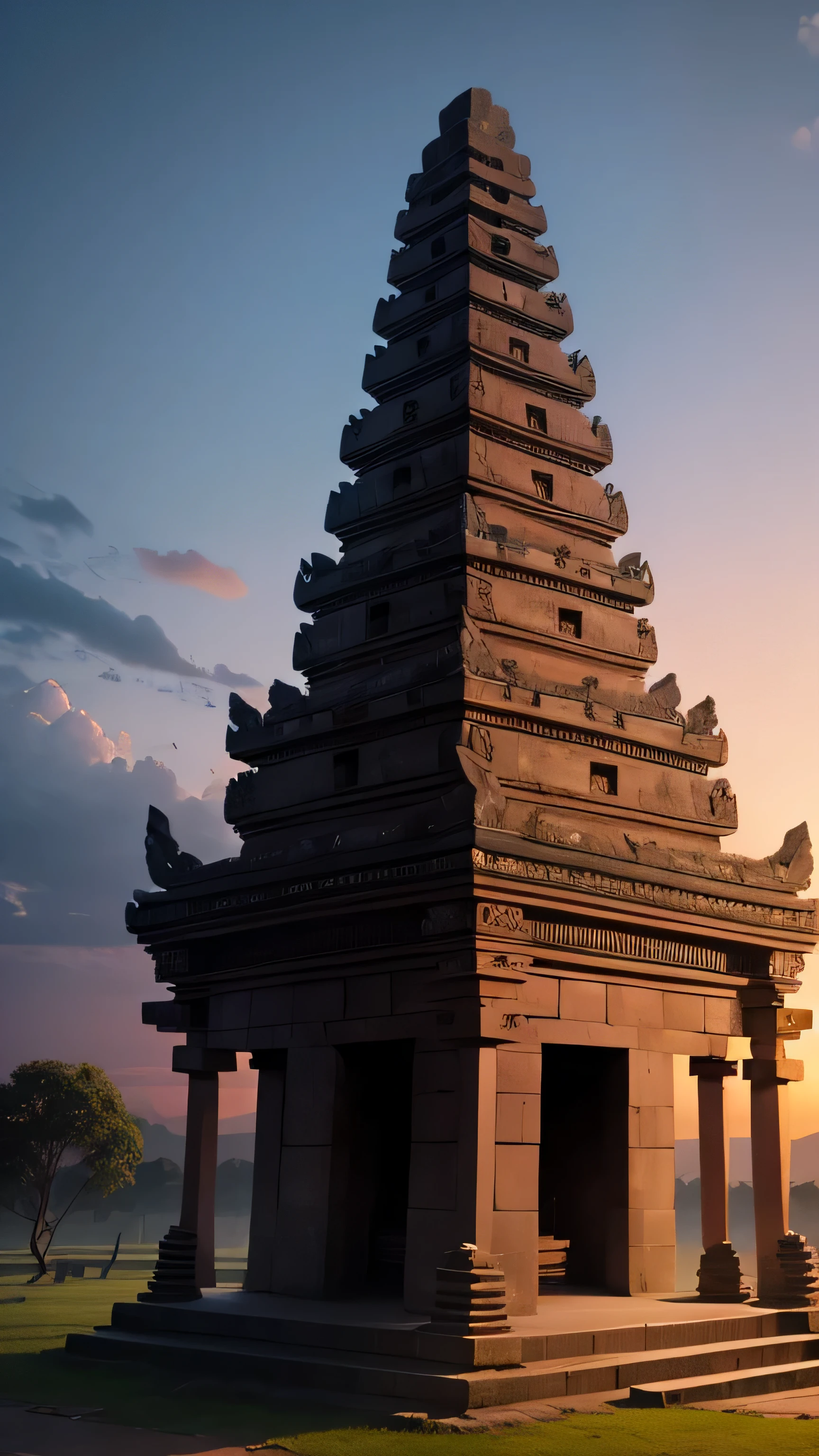 muara takus temple, ancient, Indonesian, ancient monument, twilight sky, 8k, high quality 