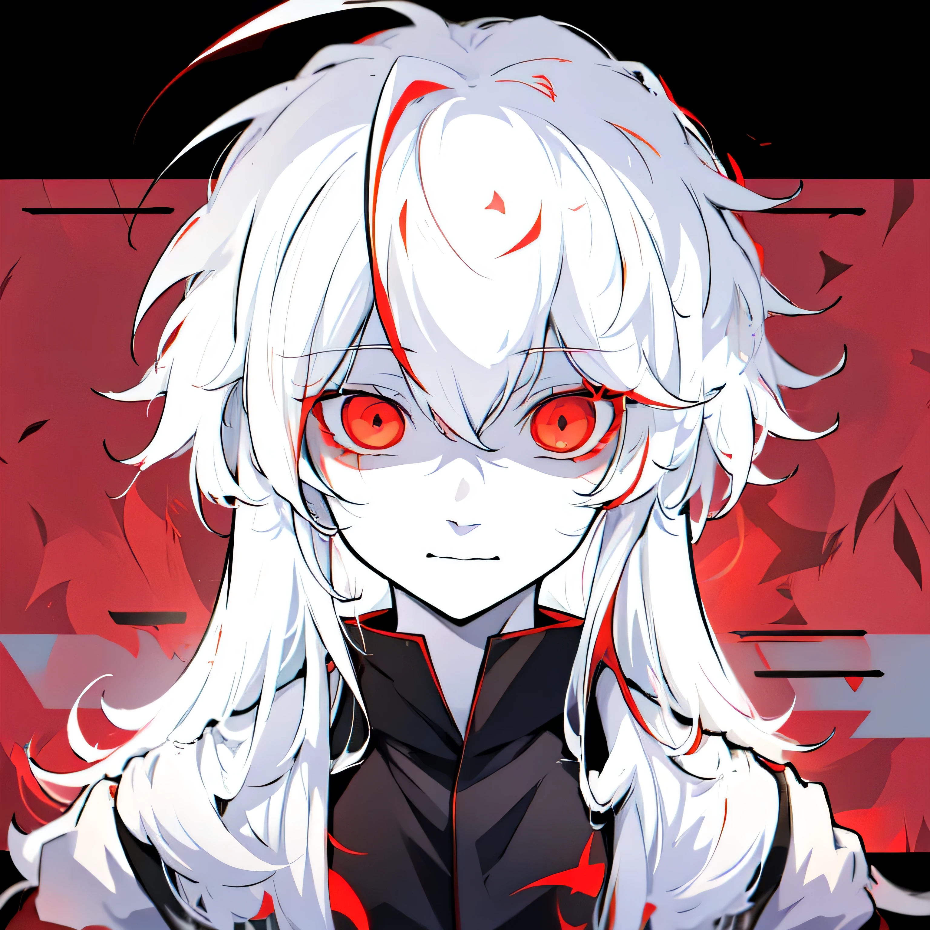 a close up of a person with long white hair and red eyes, portrait gapmoe yandere grimdark, gapmoe yandere, gapmoe yandere grimdark, nagito komaeda, anime moe artstyle, hajime yatate, with glowing red eyes, with red glowing eyes, neferpitou, white haired, white haired deity