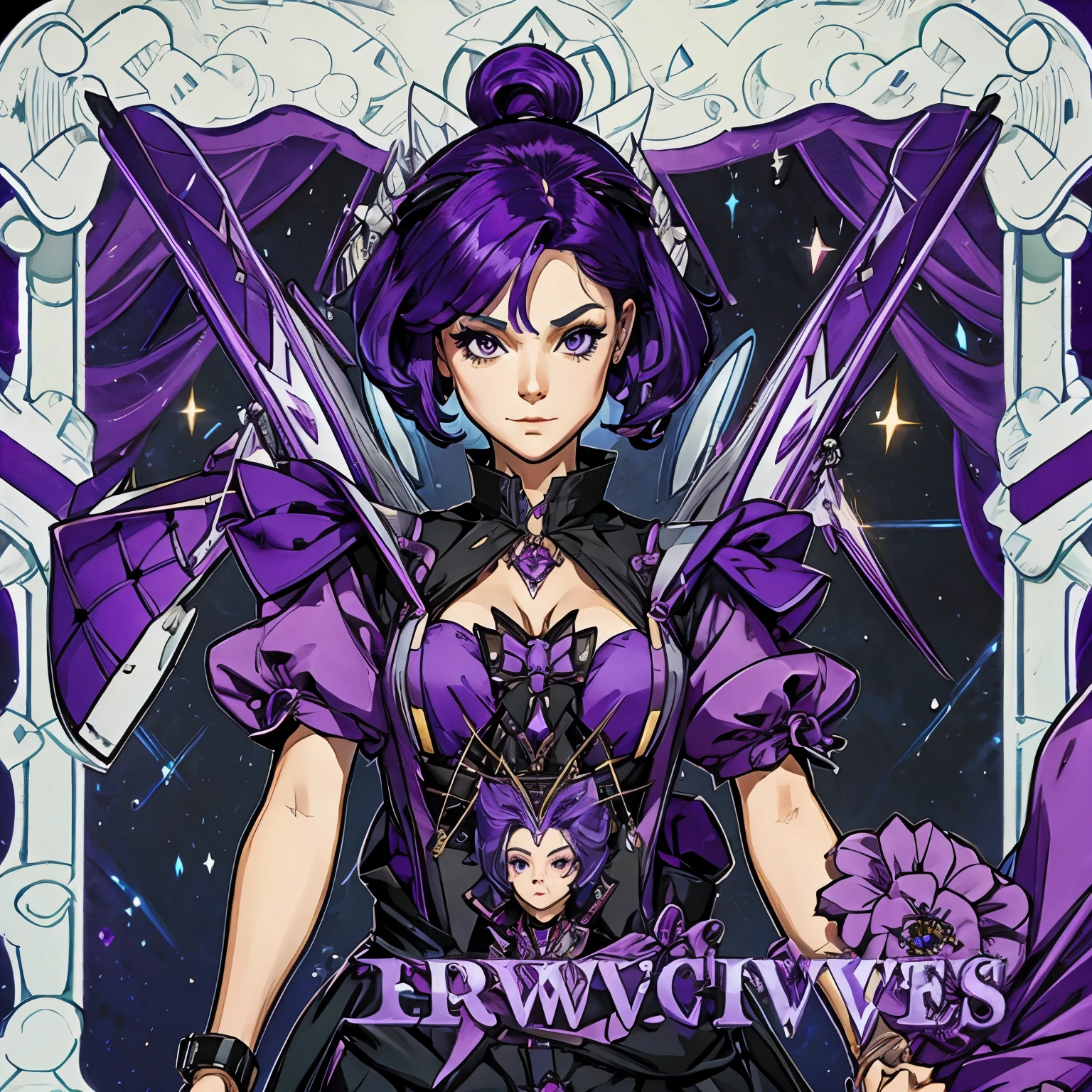 Make a character with purple hair and puppeteer powers
