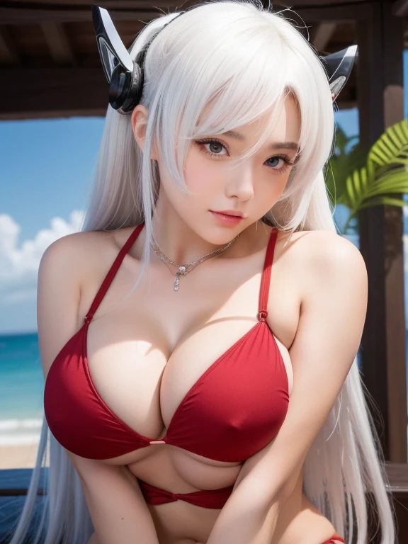 girl in a bikini posing for a picture by the beach, from girls frontline, fine details. girls frontline, azur lane style, seductive girl, from the azur lane videogame, girls frontline cg, characters from azur lane, kantai collection style, girls frontline style, girls frontline, perfect white haired girl, ayaka genshin impact, girls frontline universe