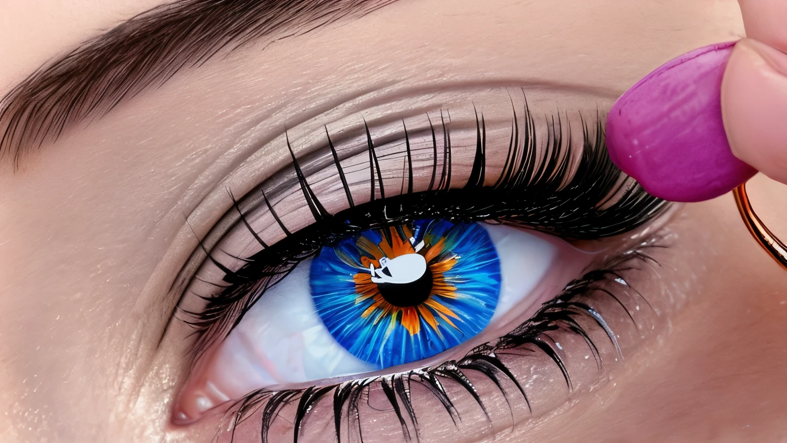 Dibuja unos ojos de color oscuro, las pupilas reflejan estrellas y reflejan el alma, the eyelashes are very beautiful, y unas cejas igual hermosas