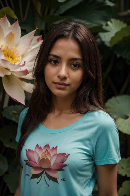 Samia, garota, Sozinho, camiseta molhada, looking at you, face, perfeito, flores, alta qualidade,  radiant, cavaleiro, piedoso, branca camisa, veludo vermelho, water, oceano,  lotus