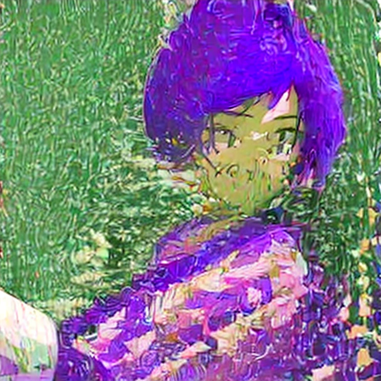 beautiful girl with purple hair