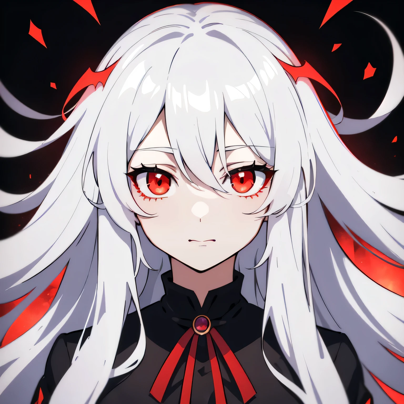 a close up of a person with long white hair and red eyes, portrait gapmoe yandere grimdark, gapmoe yandere, gapmoe yandere grimdark, nagito komaeda, anime moe artstyle, hajime yatate, with glowing red eyes, with red glowing eyes, neferpitou, white haired, white haired deity