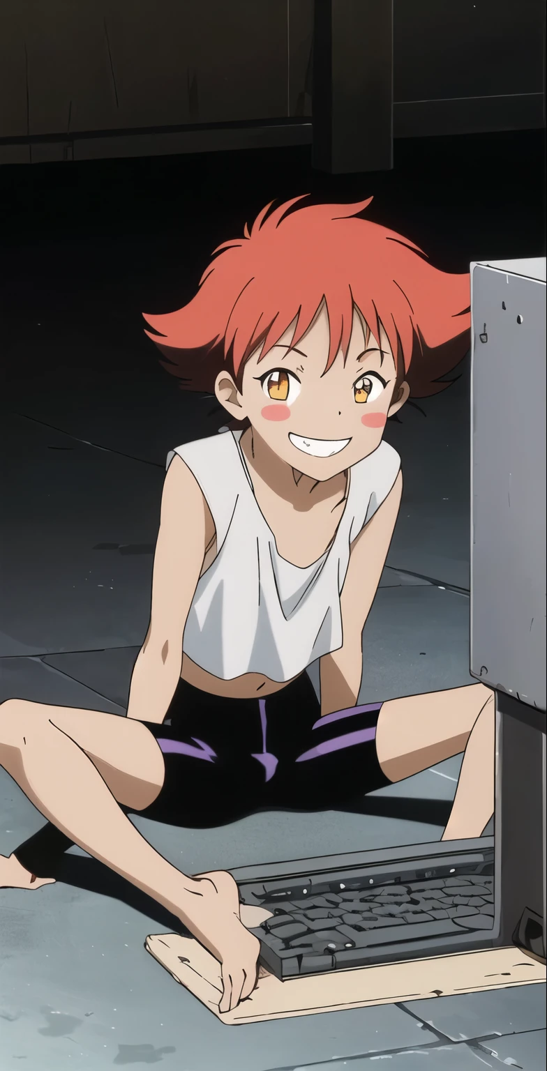 Edward, midriff, orange hair, blush stickers, dark skin, brown eyes, (insanely detailed, beautiful detailed face, masterpiece, best quality , masterpiece, expensive quality, very_expensive_solve, big_file size, full color,(completely nude:1.2),pussy,niplles,(vaginal sex:1.2),(anime color:1.1),( kid),closed eyes,cry,