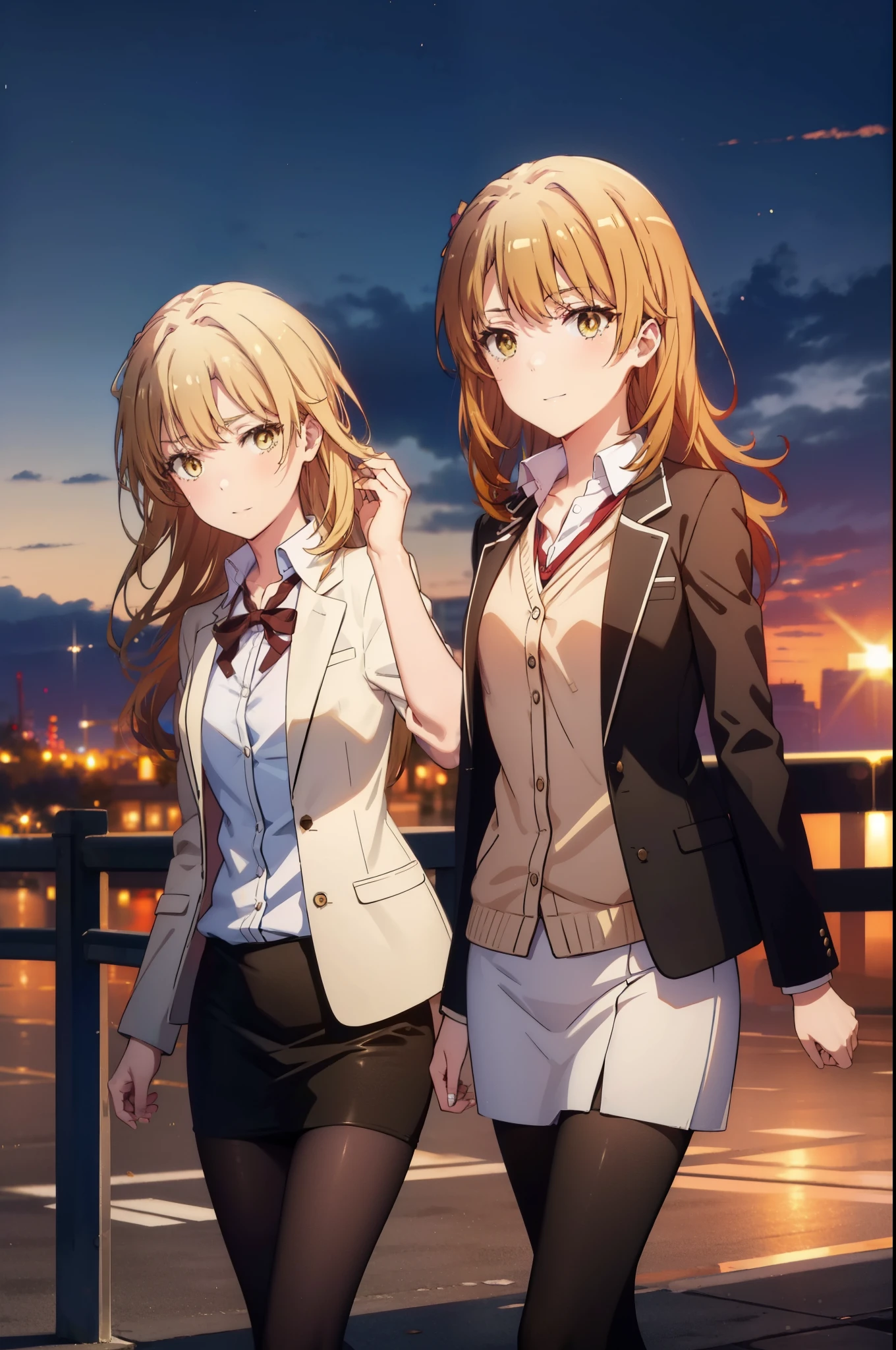 irohaisshiki, iroha isshiki, long hair, brown hair, (brown eyes:1.5),
OL, happy smile, smile, open your mouth,red glasses, end, black suit jacket, collared jacket, white dress shirt, collared shirt, neckline, button, strap, ID card on neck, black pencil skirt, black pantyhose,stiletto heels,morning,morning日,the sun is rising,So that the whole body goes into the illustration,
break outdoors, In town,building street,
break looking at viewer, (cowboy shot:1.5),
break (masterpiece:1.2), highest quality, High resolution, unity 8k wallpaper, (figure:0.8), (detailed and beautiful eyes:1.6), highly detailed face, perfect lighting, Very detailed CG, (perfect hands, perfect anatomy),