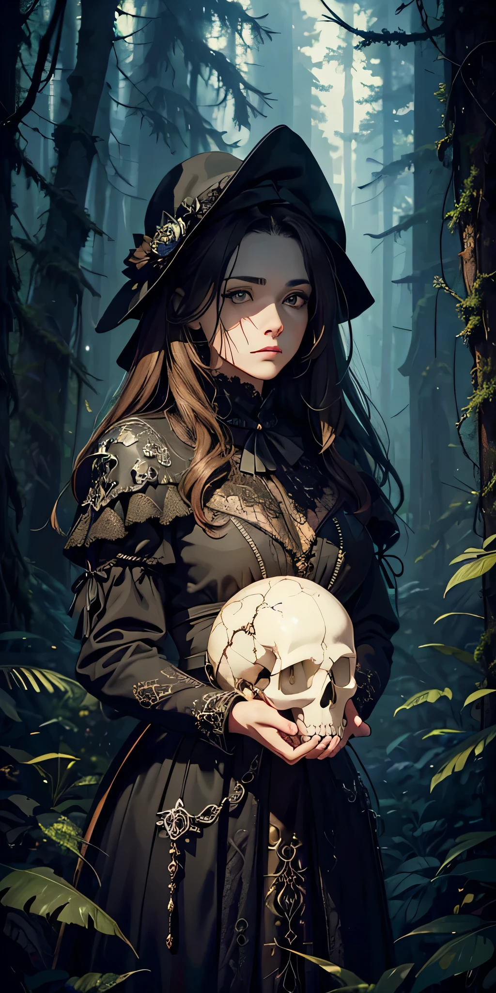 Hyper-realism with a girl holding a skull. --auto --s2