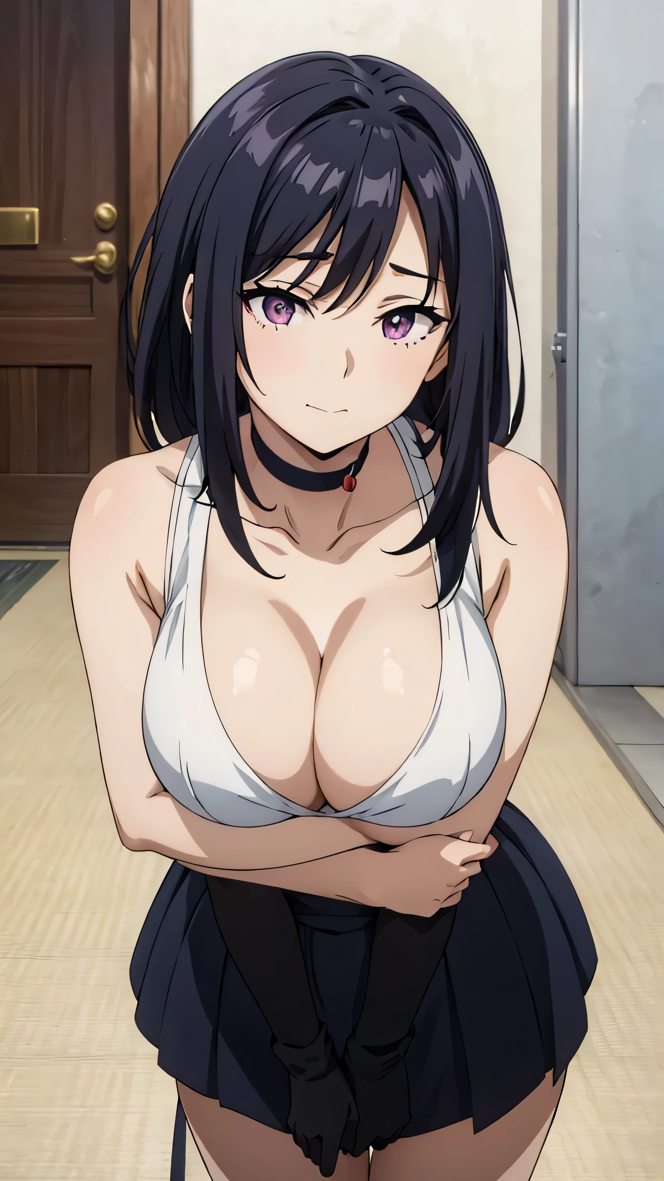 (((masterpiece))),fuyumi itadori, Anime girl characters, 1girl, solo, looking at viewer, medium hair, cleavage, closed mouth, collarbone,Naked, tall girl, horny, big ass, beautiful face,Charming,  anime visual of a cute girl, screenshot from the anime film, & her expression is solemn, ahegao face, in the anime film, in an anime, anime visual of a young woman, she has a cute expressive face, still from anime, perfect breasts, she is tall, All bodies visible, ahegao face, the face is ahegao, she is horny, A perverted face, she so perverted, she smile so perverted, hd picture, 4k quality, details of the face is so good, bigger breasts, 