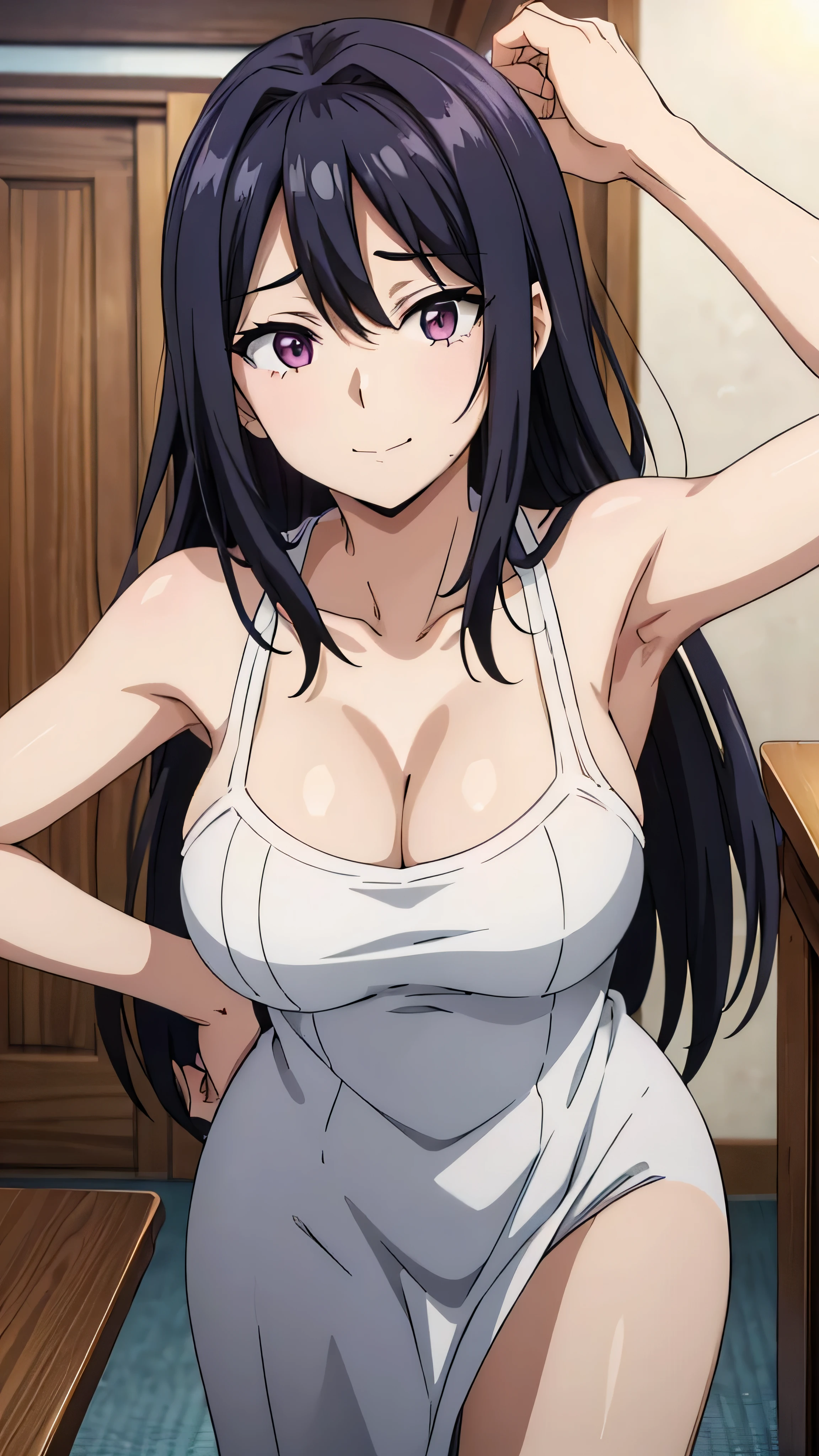 (((masterpiece))),fuyumi itadori, Anime girl characters, 1girl, solo, looking at viewer, medium hair, cleavage, closed mouth, collarbone,Naked, tall girl, horny, big ass, beautiful face,Charming,  anime visual of a cute girl, screenshot from the anime film, & her expression is solemn, ahegao face, in the anime film, in an anime, anime visual of a young woman, she has a cute expressive face, still from anime, perfect breasts, she is tall, All bodies visible, ahegao face, the face is ahegao, she is horny, A perverted face, she so perverted, she smile so perverted, hd picture, 4k quality, details of the face is so good, bigger breasts, 