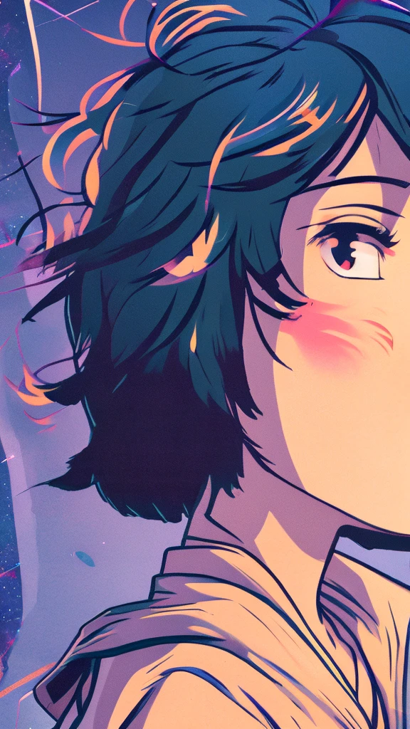 masterpiece, High resolution, illustration, kyoto animation style, Your name is cinematic style, night, midnight, Light, (1 female: 1.3), (alone: 1.4), long eyelashes, short bob, nose blushing, futon, lying down, naked, face close-up, Hide with hands , Hide with hands,