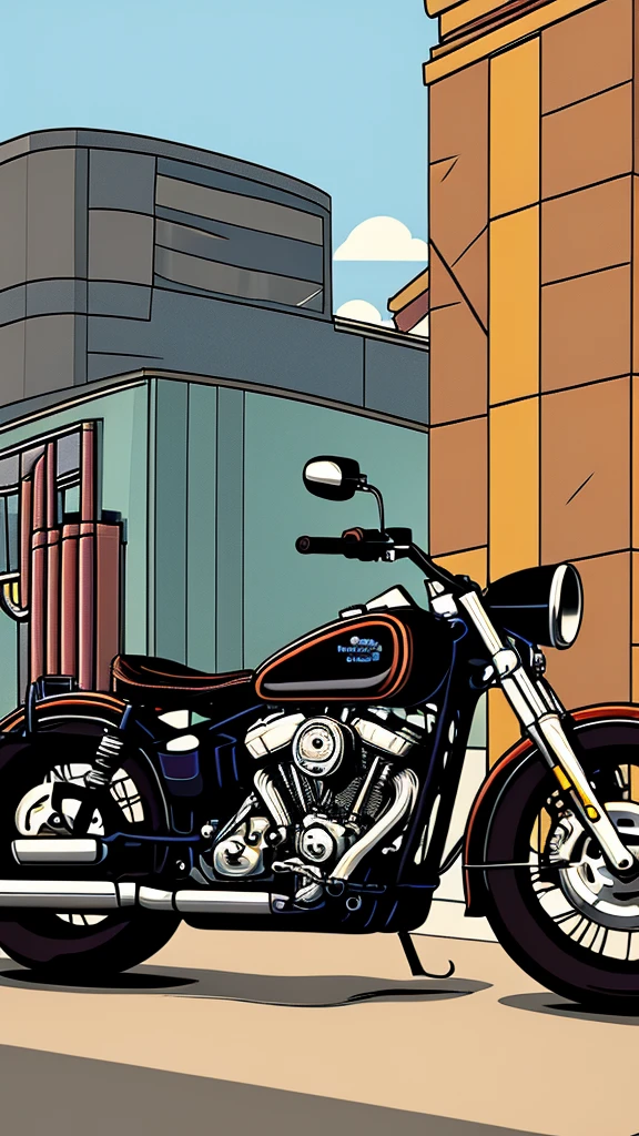 Steampunk, a big bike and a thug. GTA style, in a building and street