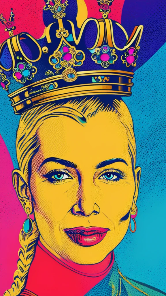 A potrait of a queen, in vector art. Colorful background