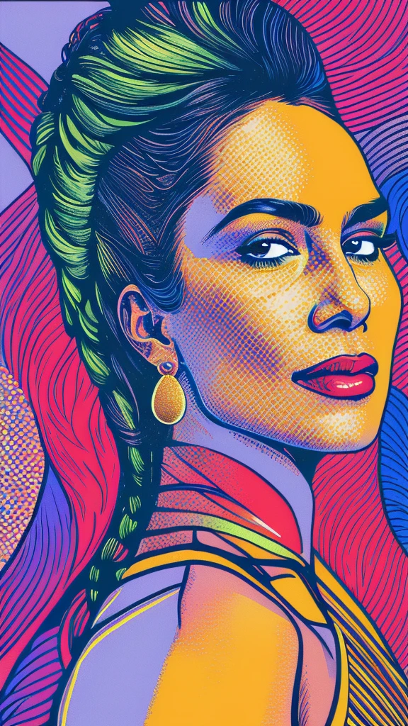 A potrait of a queen, in vector art. Colorful background 