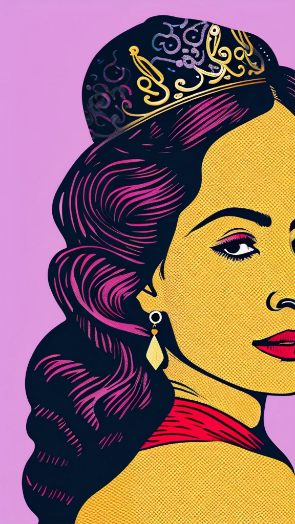 A potrait of a queen, in vector art. Colorful background