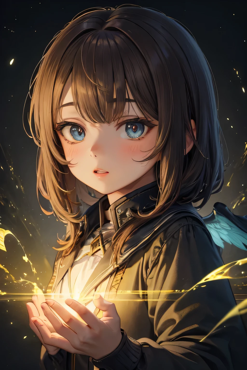best quality,4k,8k,highres,masterpiece:1.2,ultra-detailed,realistic:1.37,HDR,UHD,studio lighting,ultra-fine painting,sharp focus,physically-based rendering,extreme detail description,professional,vivid colors,bokeh,portraits,landscape

A 9-year-old girl with blue wings in a stream, yellow lightning aura.