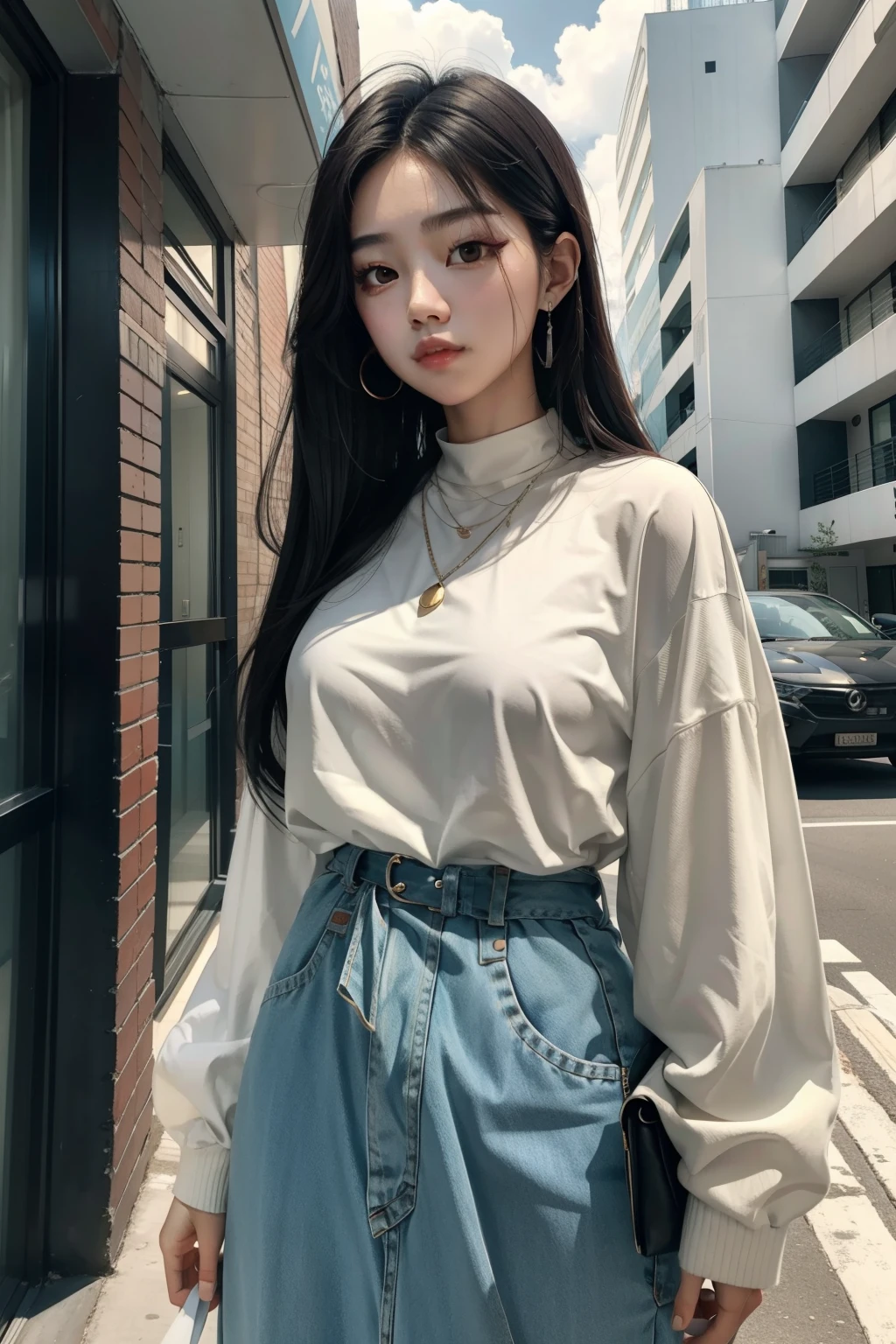 Waist up girl in Hyung Tae Kim aesthetic style, (masterpiece), best quality, perfect face