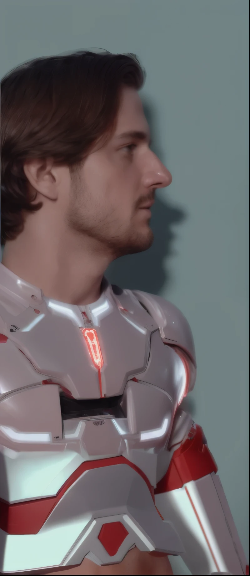 technological armor in color white and red