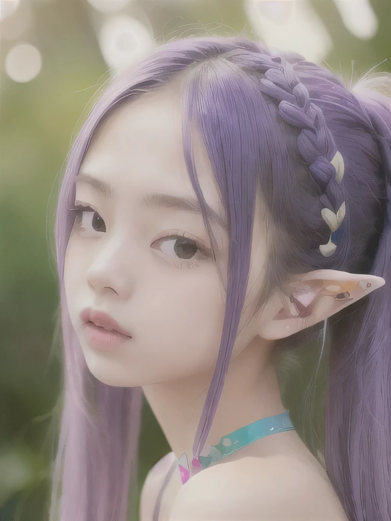 live-action、Realistic、A young girl standing in the grass、The age is６age、１６K、naked、Small breasts、completely naked、twin tails、bright purple hair、blue eyes、Purple Hair、elf ears、clavicle、young girl、completely naked、naked、young girl、Braid、ponytail、nipple、Ethnic tattoo on neck、upper body close-up、ethnic tattoo、