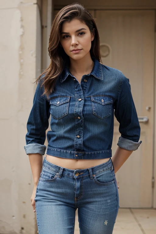 create the realistic design of a traditional women's jeans, full front view