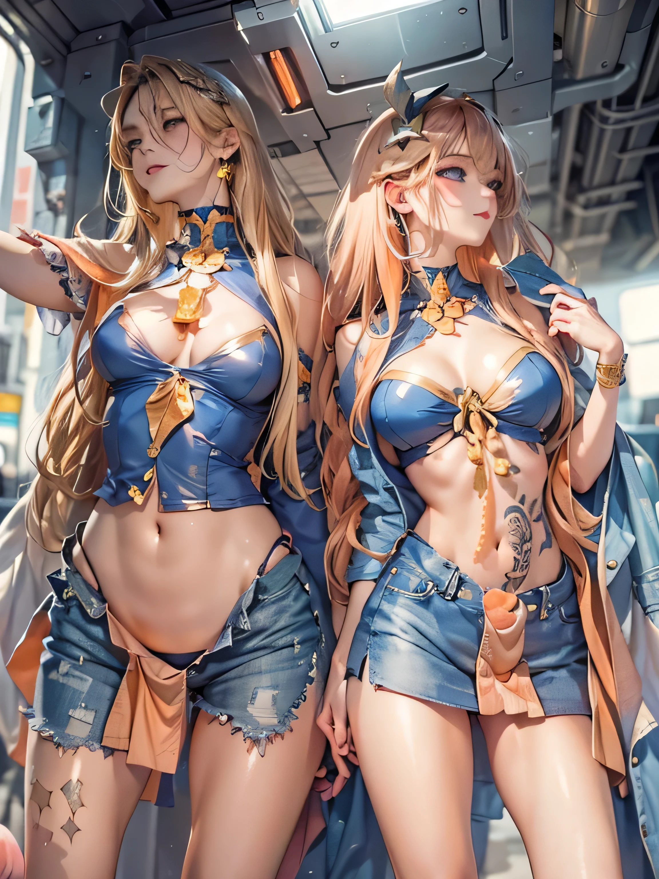 (photorealistic:1.8, highest quality:1.8,8K masterpiece:1.8,High resolution,muste piece:1.8,RAW Photos,cinematic lighting),No split screen, cyber punk、Highway at night、rain-soaked ground、
(1 android girl:1.3)、Completely naked、Full body tattoo、choker、beautiful breasts、T-shirt、denim mini skirt、beautiful butt、beautiful thighs,plump nipples、Nipples are visible through the costume,cameltoe,Body painting with a pop design drawn all over the body、pop art design、cutting edge fashion、conceptual art、
Provocative sexy poses、look back、spread your legs、Lift your leg high and kick、
(Beautifully shining vermilion, blue, white, gold, and peach hair:1.5)、shining blue eyes、Shy Smile