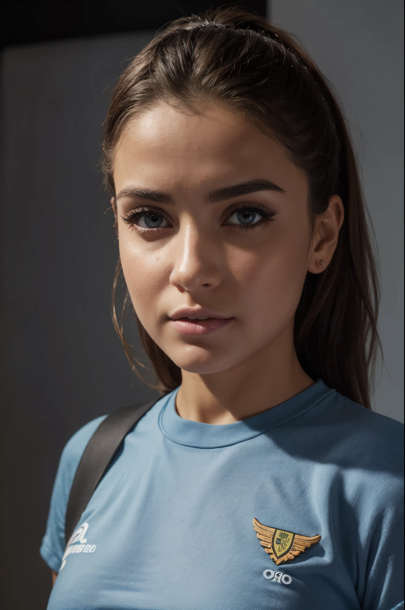 (Mejor calidad,4k,8K,A high resolution,obra maestra:1.2),ultra-detallado,(actual,de modo realista,siendo realista:1.37),Chica 3D Daz,AR baja:camisetaCamiseta1,hermosos ojos,hermosos labios detallados,ojos y rostro extremadamente detallados,long eyelashes,physically based rendering,vestimenta deportiva,vibrante con colores,studio lighting