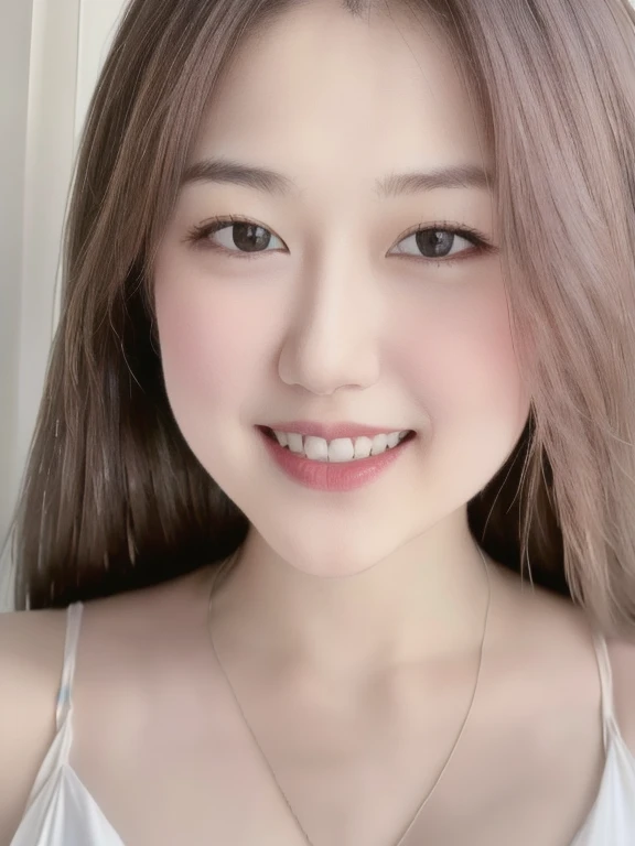 (realistic、masterpiece、Best Quality、8K、highres、high resolution:1.3)、1 girl、smile, Huge breasts、white bikini、pale white skin、looking at viewers、super fine face and eyes、long hair、indoor、 upper body、