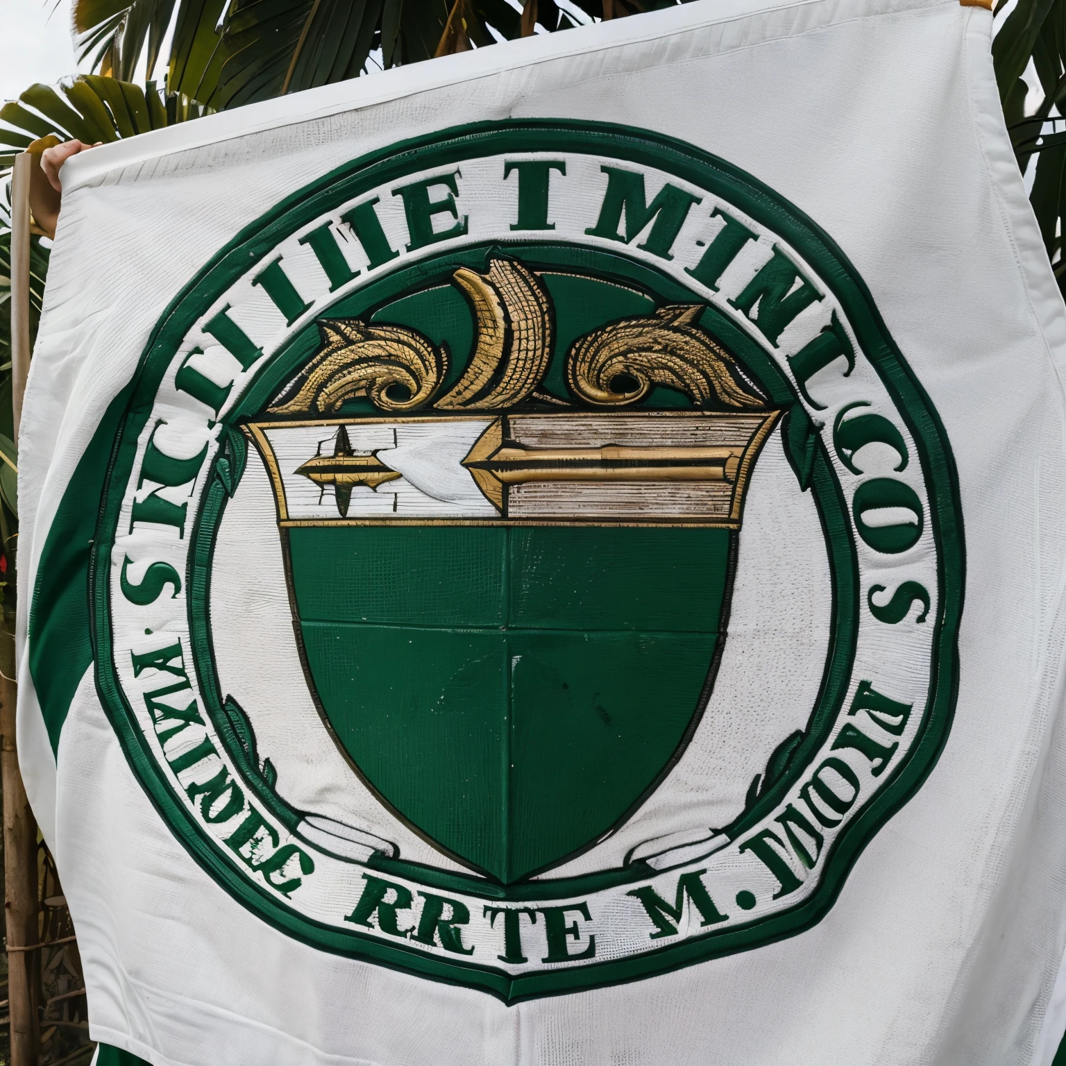 Escudo redondo de time verde com monograma branco com as letras ADI