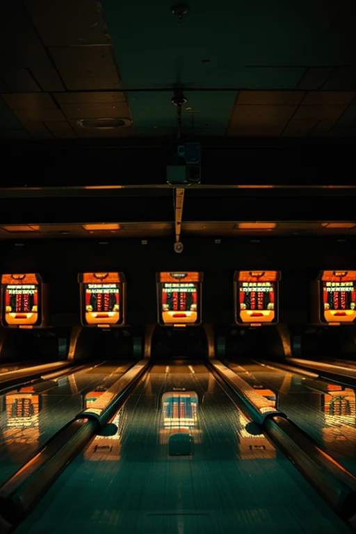 haunted bowling alley, 8k image