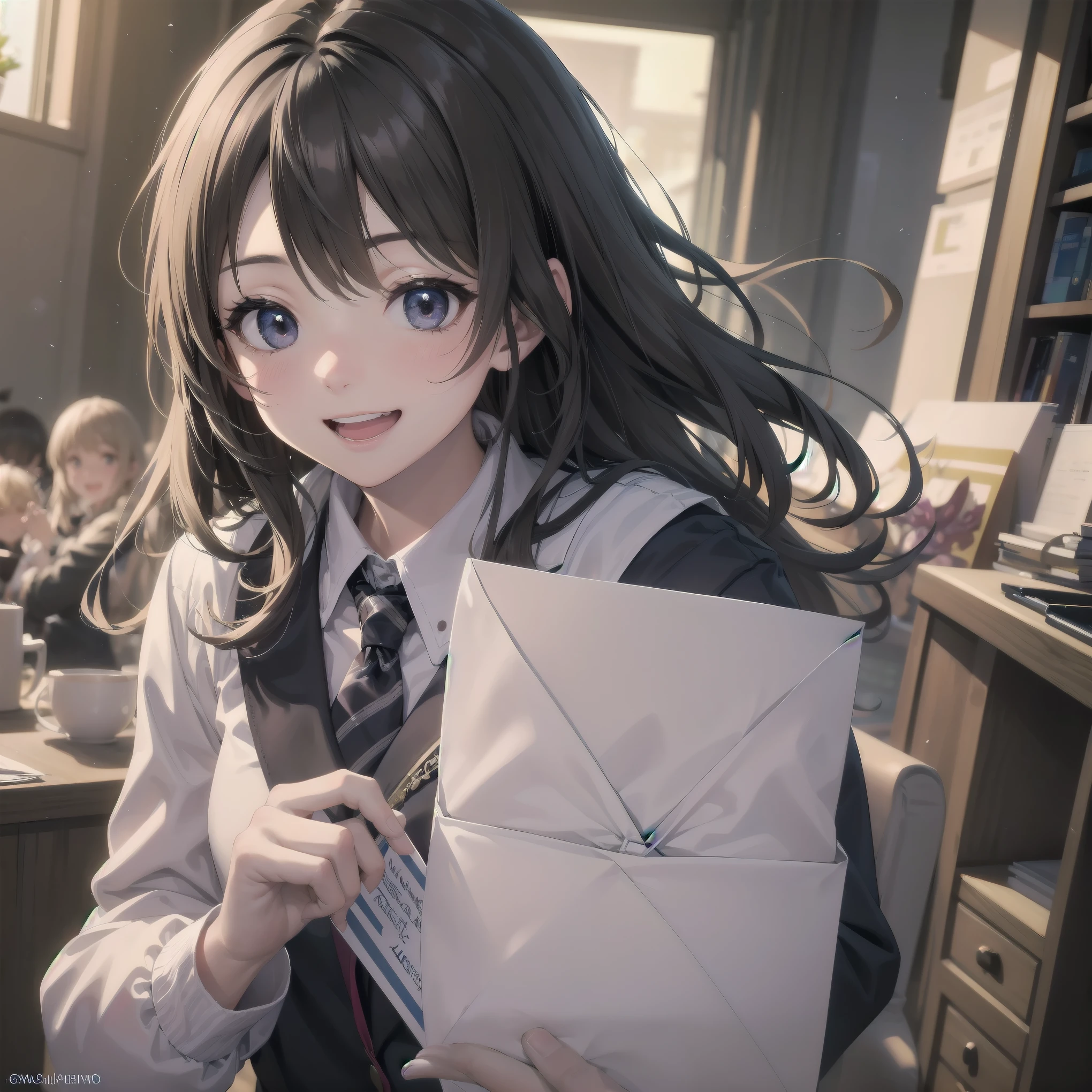 happy
The news of her acceptance: her face lit up the moment she opened the letter. 'I am so happy!' she exclaimed, holding the letter of acceptance high in the air. It was the moment her long efforts finally paid off.