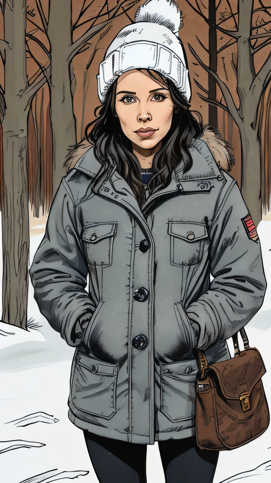 Amanda a 30 year old woman from the united states wearing winter clothes