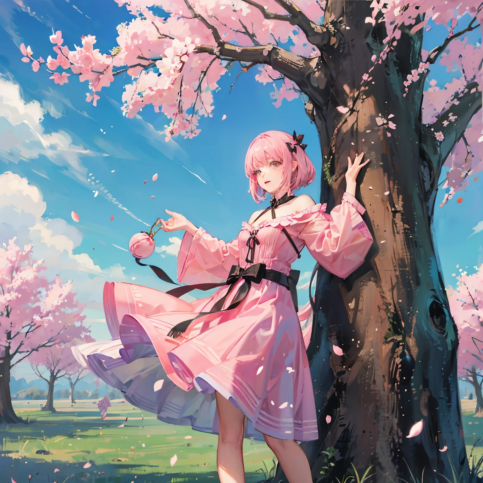 big cherry blossom tree with magic