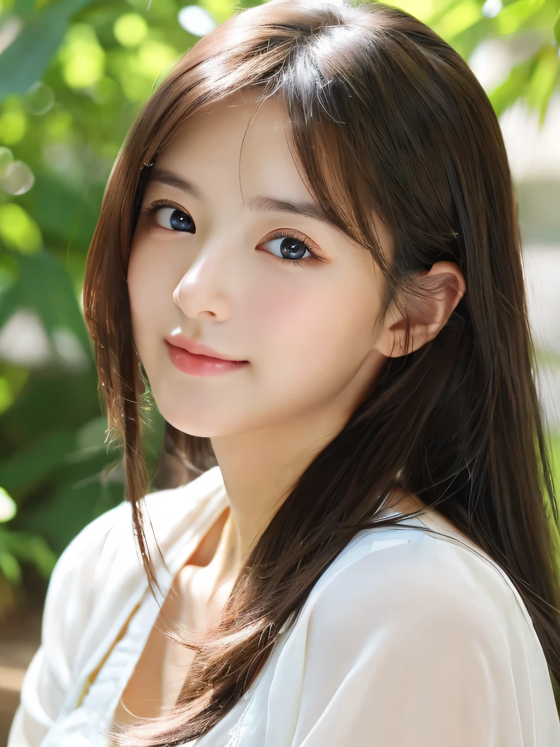 (((32ｋ,high details,high detail、masterpiece,attention to detail,alone))),Raw photo & realistic atmosphere,beautiful dark blue eyes,detailed mouth,glossy lips,thin eyebrows,fine eyes、Soft white skin that shines in every detail、her deep black eyes are so beautiful,lip details、very beautiful face,very well-shaped face、lifelike face,shining beautiful lips,beautiful eyebrows,infinite reality, Realistic young gravure idol,she&#39;she&#39;she&#39;she&#39;she&#39;she&#39;s a very cute woman , young gravure idol, young gravure idol, Very beautiful and cute 22 years old beautiful girl,incredibly beautiful and classy，22 years old beautiful girl,natural soft light,（shiny hair,,Beautiful and kind eyes：1.5）,gentle smile,well-shaped chest,medium long hair,tie hair,beautiful posture,no makeup,think ahead,A little camera gaze，
