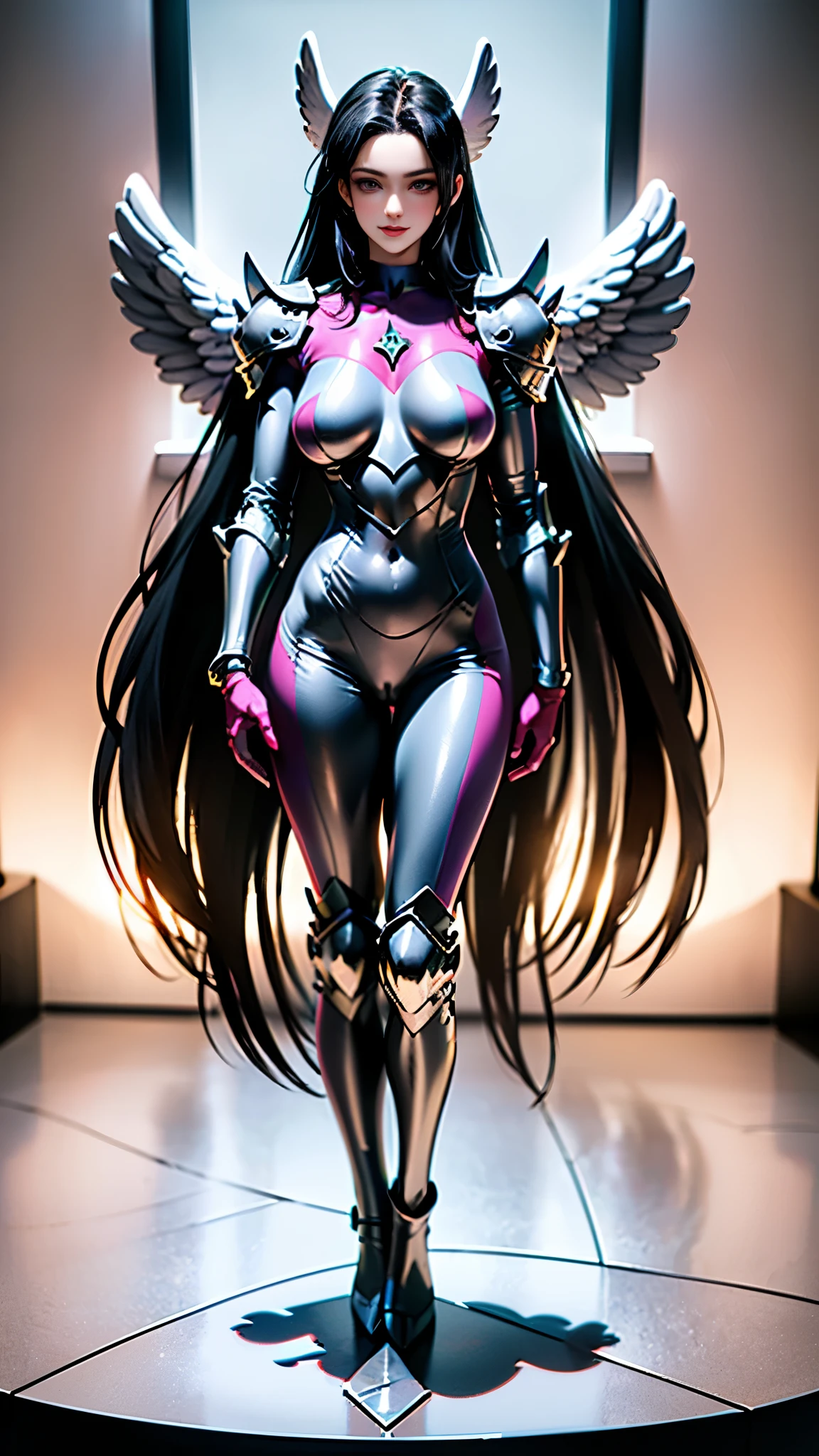 There is a woman in a silver costume standing on a bed, Women&#39;s Knight Bikini Armor, skintight armadura de prata, garota com armadura de cavaleiro, angel in plastic armor, linda armadura, pale black armor, dressed in ethereal battle armor, with sleek armadura de prata, covered in full armadura de prata, armadura de prata, armadura cinza, armadura deslumbrante, sleek armadura de prata, garota anjo cavaleiro, ([long hair hair]:1.8), (full body:1.8), (full-body standing image:1.8), (upper body up:0.3), (hyper realistic:1.4), (realistic:1.3), (best quality real texture skin), (The Celestial Warrior Angel of the Lord: 1.6), intimate friends, (They are holding each other:1.2),(Detailed iridescent bodysuit with beautiful fractal or marble design:1.5), (Beautiful and d delicate ruby, topaz, emerald and sapphire jewelry:1.6), (Open legs:1.4), (Open vgina:1.4), (Lewd smile:1.2), (raunchy:1.2), (Immoral:1.2), (small breasts with beautiful raised pink areolas:1.5), (Cameltoe), (Expression of ecstasy:1.2), (Incredibly beautiful nature background:1.6), (18 years old:1.5), (Sexy and glamorous:1.1), (A coquettish expression:1.6), (seductively smiling:1.6), (Full body), (erotic posing:1.5), (Thick eyebrows:1.2), (Big purple eyes:1.2), (Ultra detailed eyes:1.4), (High resolution eyes:1.1), (ultra detailed skin texture:1.4), (Beautiful toned body:1.1), Hair Bow, (Moist skin:1.1), (sensual face:1.5), ([long hair hair]:1.8), (full-body standing image:1.8), ([long hair hair]:1.8), (full body:1.8), (Best quality, 4K, 8K, A high resolution, Masterpiece:1.2), (()), ((18yo)), ((female child)), (1girl), ((loli