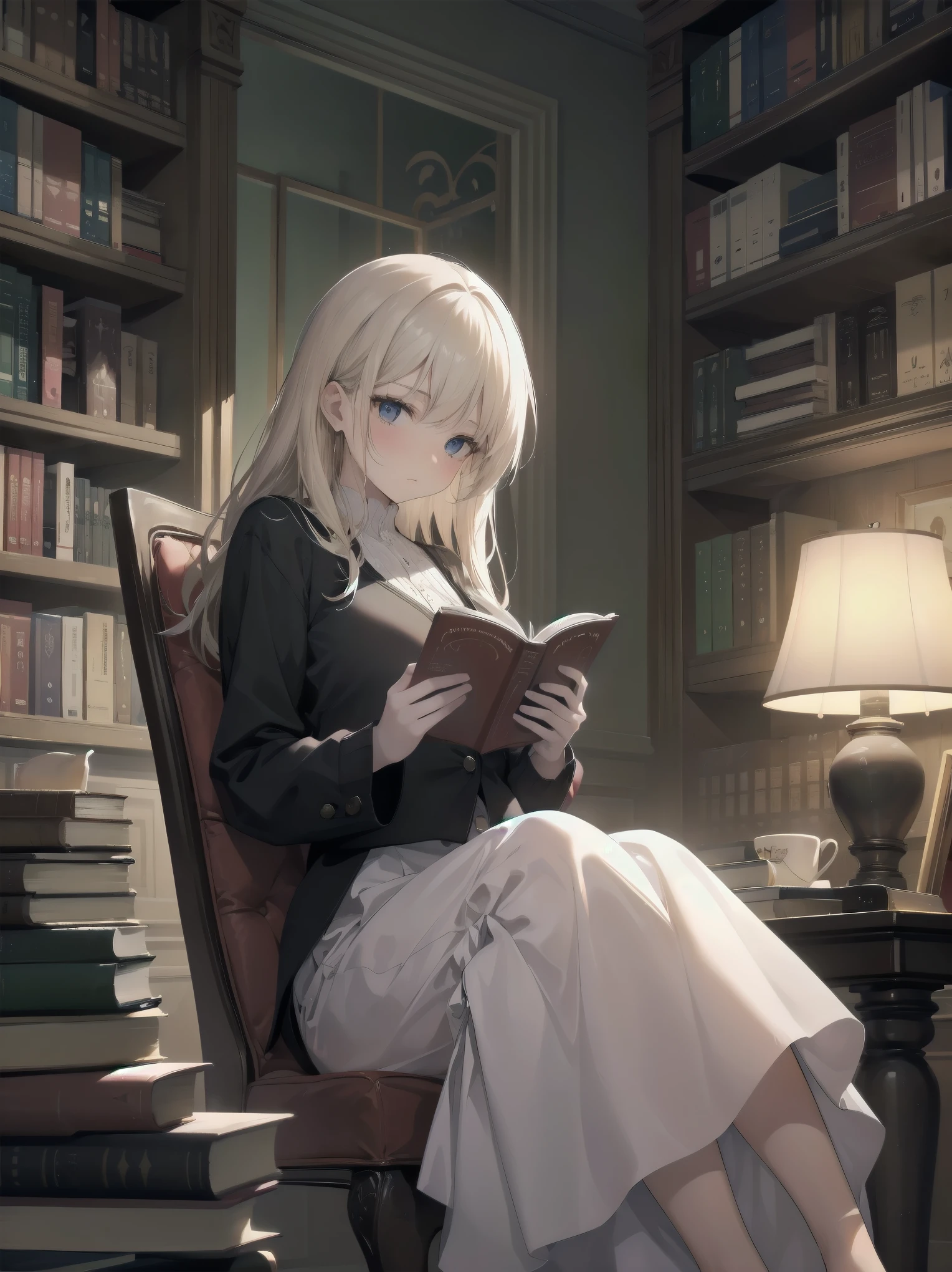 indulgence Quiet reading: in a corner of the library, she was immersed in a new novel. Her hands never stop turning the pages and she murmurs to herself, "This is true savouring". For her, reading was the greatest pleasure.
