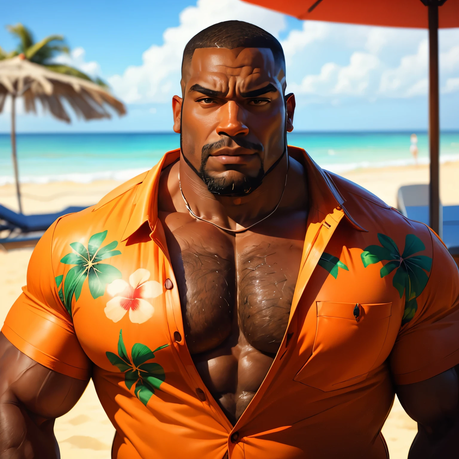 Super muscular adult boar beastman,manly,Short Hair,(Wear Hawaiian traditional clothing:1.7),Open your mouth,Sticking out tongue,(Surrounded by erect men:1.2),(a large amount of semen on the face and body,:2.0),Southern Island,(Anal Sex:1.9),Brown fur,Black hair and beard,Lifting the legs,Tattoo,Close ~ eyes,(erect penis:1.3),(Nipple ring piercing:1.2),Blindfold,Hands behind back,(Deep Throat),(Highest quality)