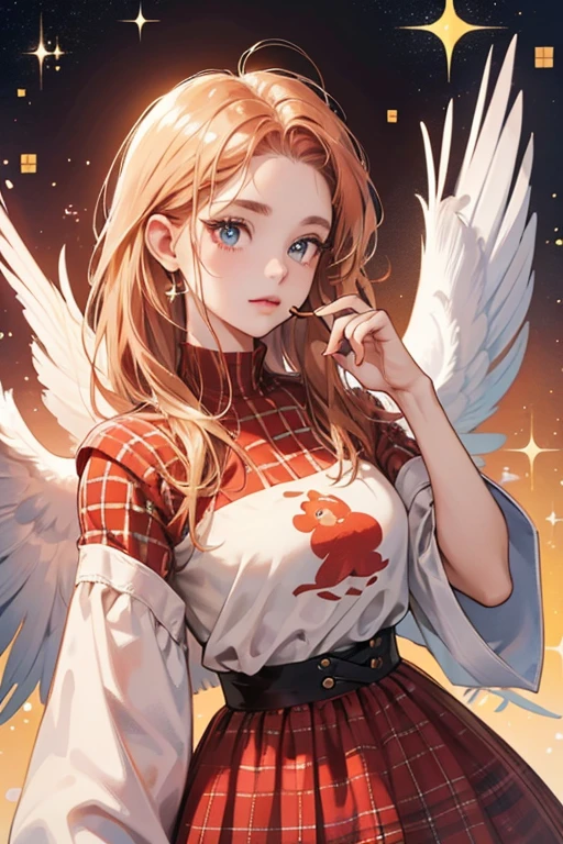 Ava is a white chicken with a red comb and brown wings, possibly referencing an Isa Brown chicken. Ava has big eyes and a country look to her. She initially wears the checkerboard tee, which was changed to the checkered jumper dress in New Horizons. SPARKLE; GLITTER
