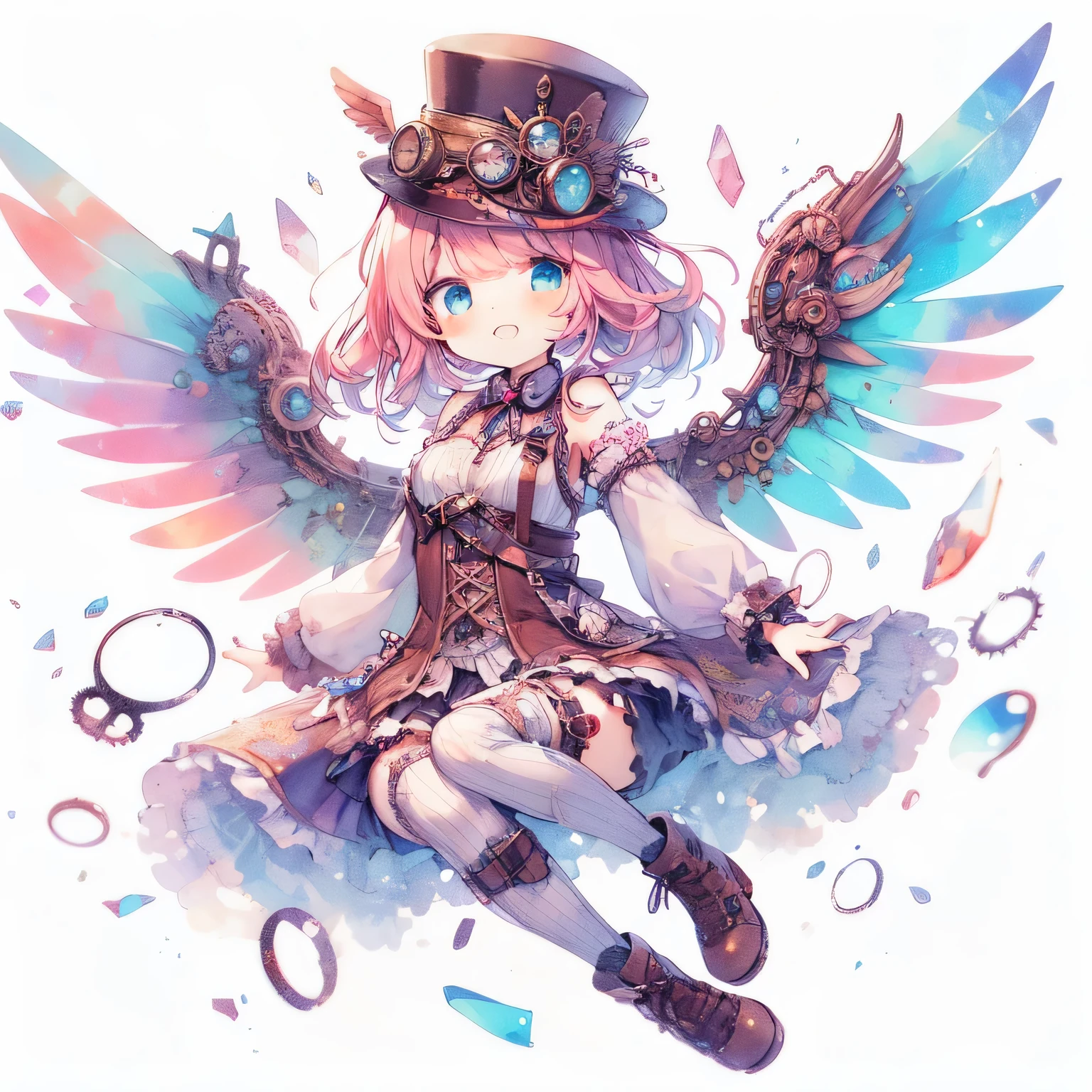 anime, anime, girl, steampunk, hat, wings, steampunk, steampunk, steampunk angel, steampunk beautiful anime woman, pixiv contest winner, digital art on pixiv, pixiv, by Yuumei, anime fantasy illustration, (anime girl), splash art anime , pixiv style, top rated on pixiv, trending on artstation pixiv