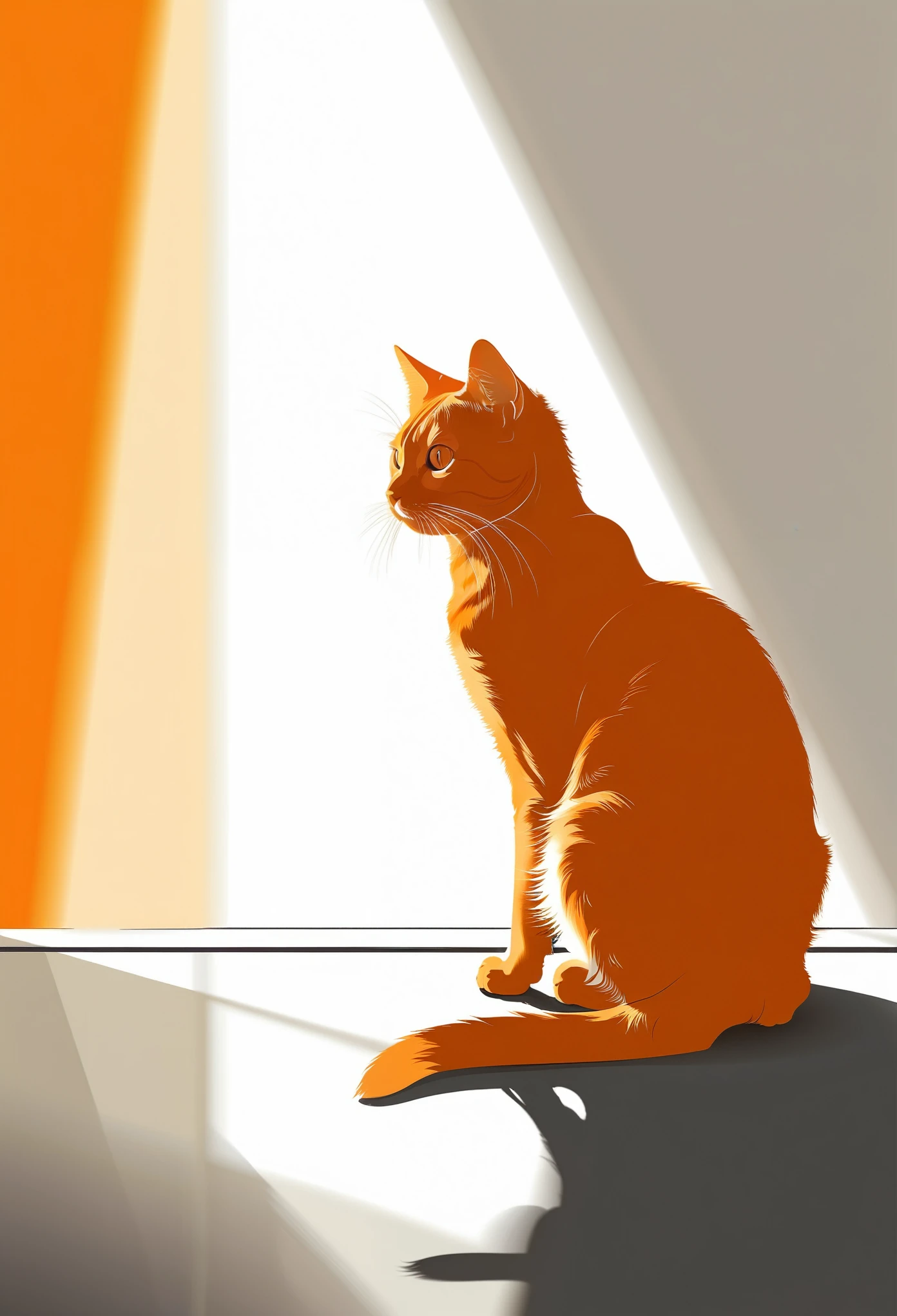 orange cat,Sense of space,shadow,The light and shadow are clear,vector art,simple style