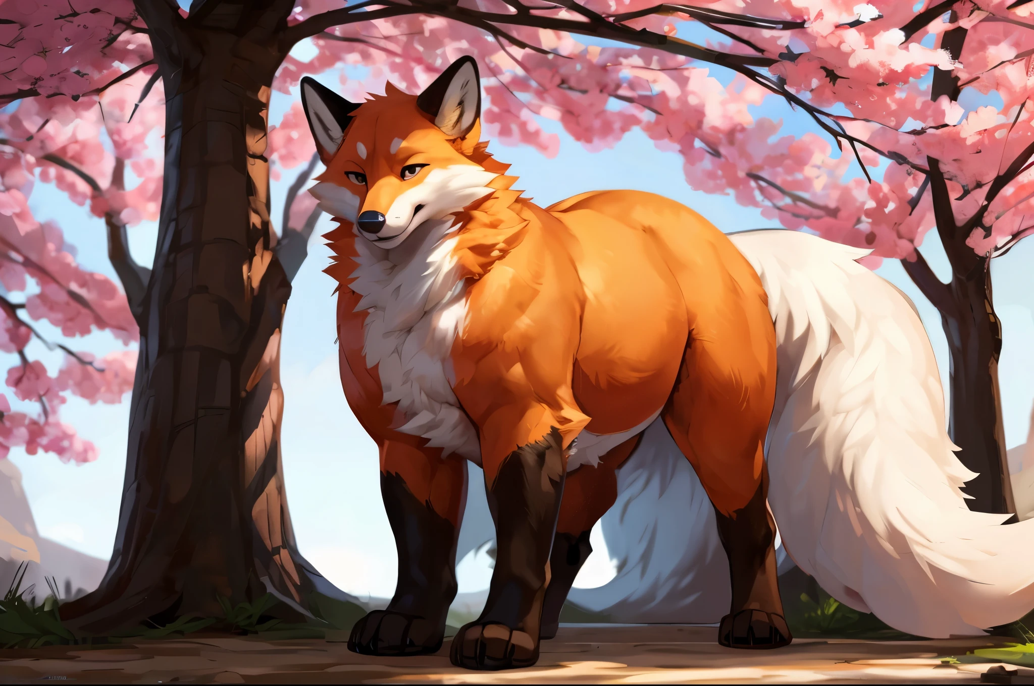 4k ultra quality, 4k full body view,(ultra high detailed body),((feral)) fox,by mystikfox61, by glitter trap boy,feral paws, by bebebebebe,by morethreedee, by seibear,(thick thigh),(chubby thigh),thicc thigh,thick legs,chubby legs,thicc legs,massive butt,enomorous thigh,massive thigh,massive legs,thick lower legs,wide legs,(detailed thigh),(wide thigh),fluffy belly sharp nails,((sfw)),(ultra detailed face),detailed eyes,big tail,fluffy tail,(detailed tail),enomorous tail,bigger tail,huge tail,volumetric light,big paws,(thick paws),fluffy paws,furry paws,enomorous paws,(feral focus), beast,(bigger lower body),(long legs),master works, super fine, 4k resolution, high quality,high picture detail,dark fantasy,illusory engine, Masterpiece,front view,dire fox,faint lighting,enomorous (feral) body,hyper belly,chubby (feral) body,white fur,flower field