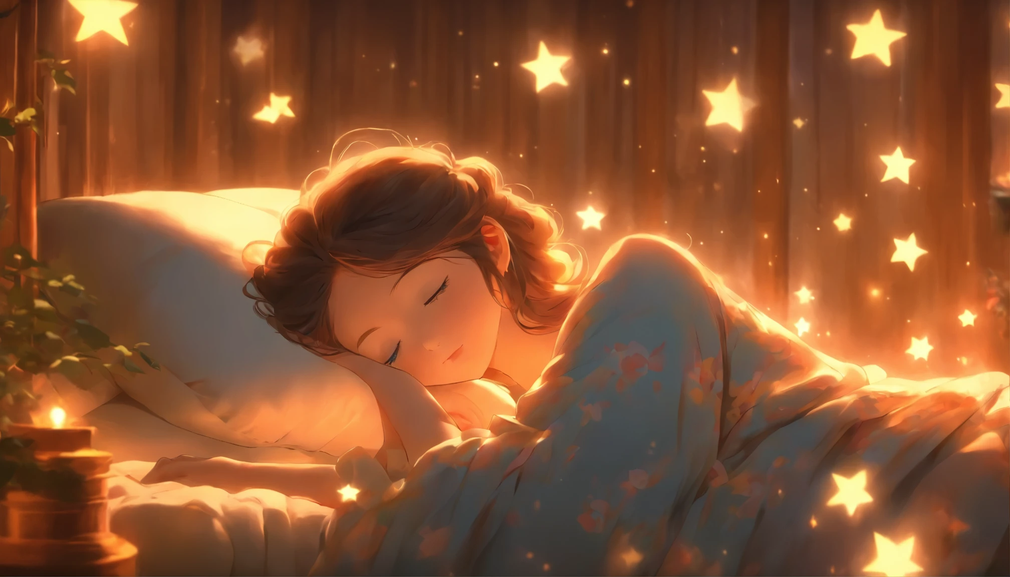 (peaceful dream,밤의 tranquility함,tranquility,restful sleep),(highest quality,very detailed,realistic),(painting),(Twinkle Star,gentle moonlight),(soft pillow,comfortable bed,dreamy atmosphere),(tranquility,luxurious sleep),(peaceful and quiet),(subtle colors,dark and warm tones),(soft and diffused lighting)